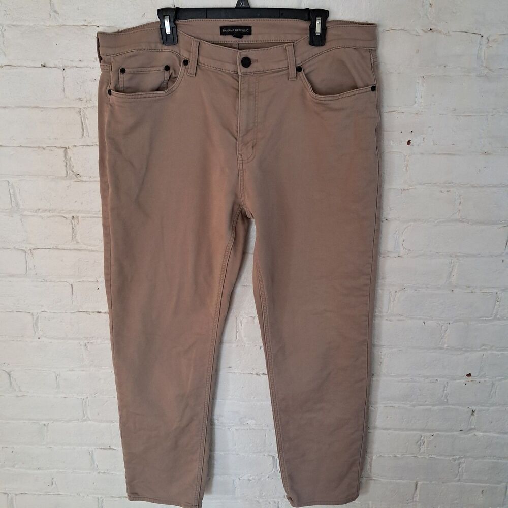 Banana Republic 5 Pocket Pant Slim Fit Stretch Tan Khaki Pants 38x32 Chino